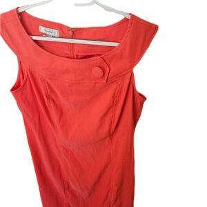 Dressbarn Peach Sheath Dress Sleeveless Bateau Neckline-retro- Vintage 70s Style